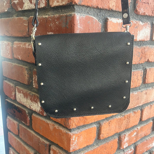 Handmade Leather Black Stud Purse