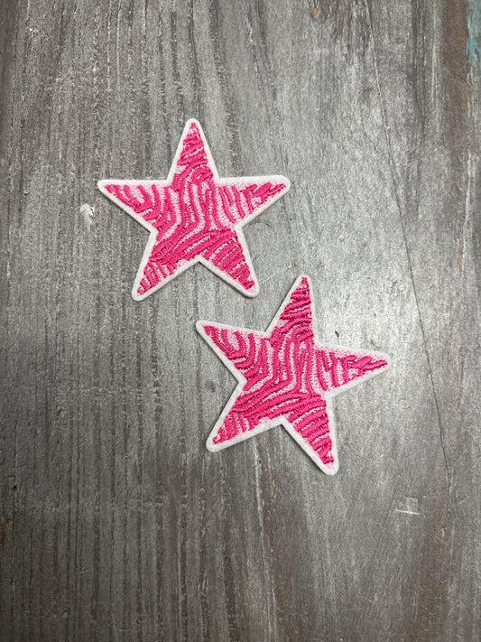 The Trucker Hat Patches Preppy Pink Zebra Star Patch Iron On