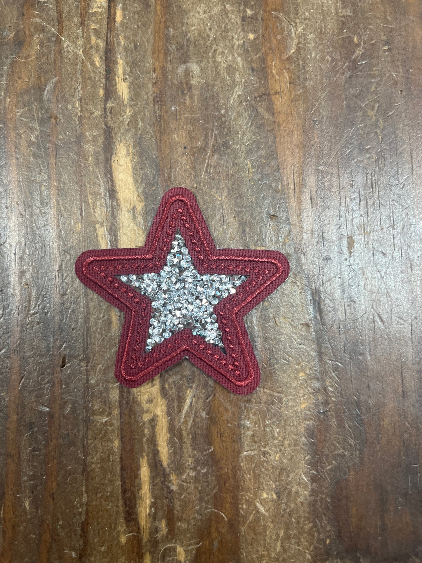 Maroon Rhinestone Star Patch