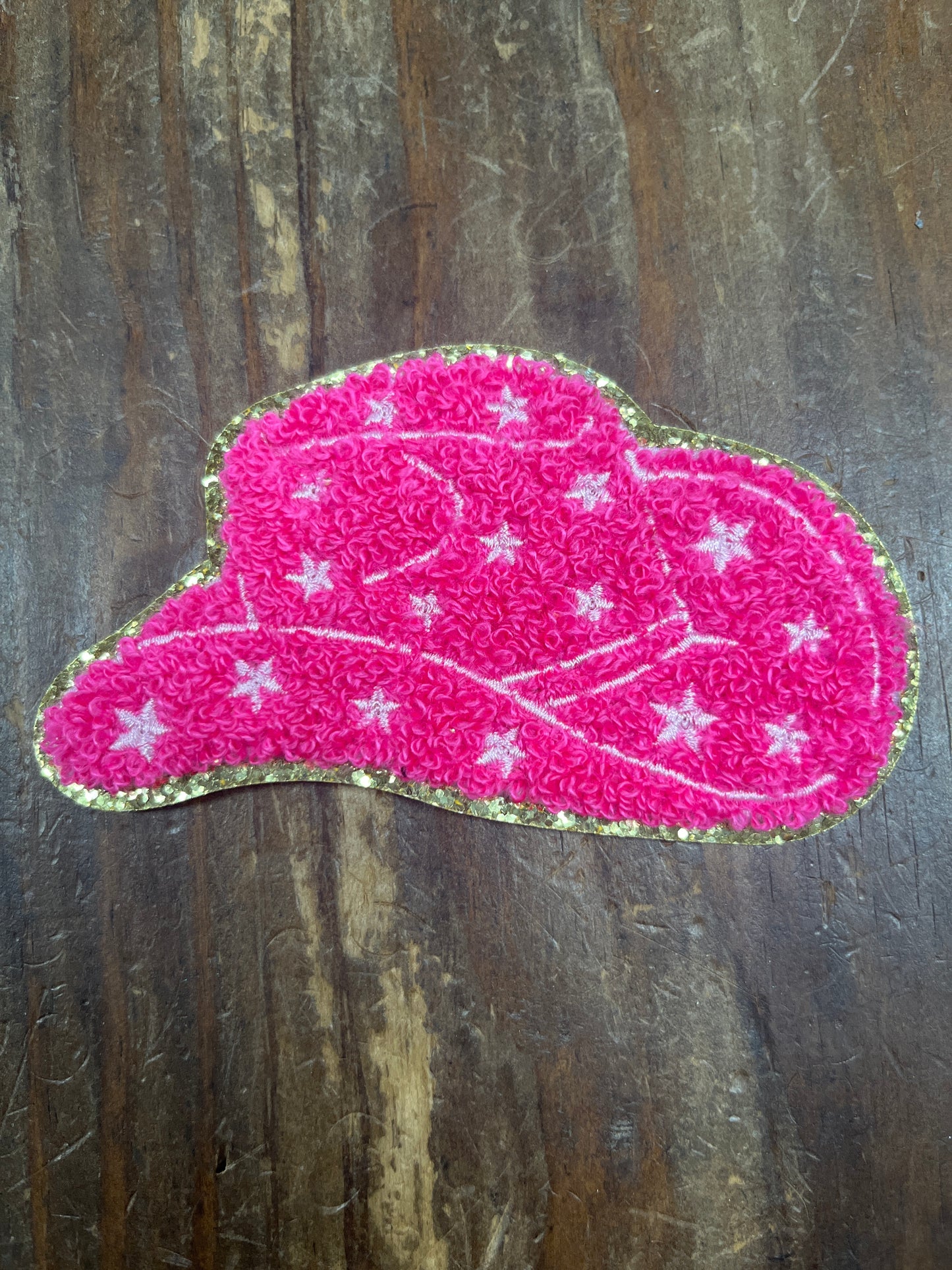 The Neon Pink Chenille Cowboy Hat Embroidery Patch