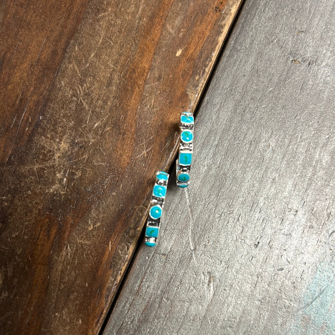 The Burnished Turquoise Hoop Earrings