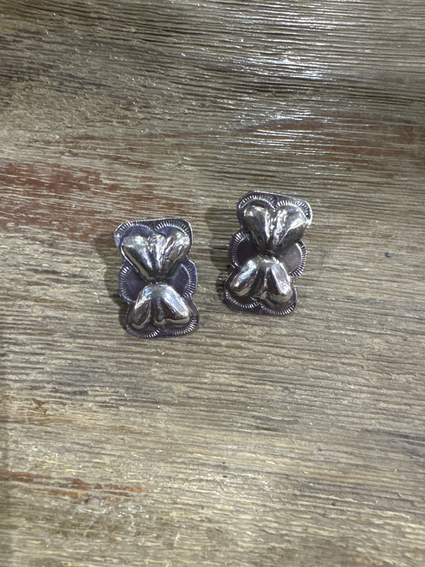 The Handcrafted Sterling Silver Bow Tie Concho Earrings