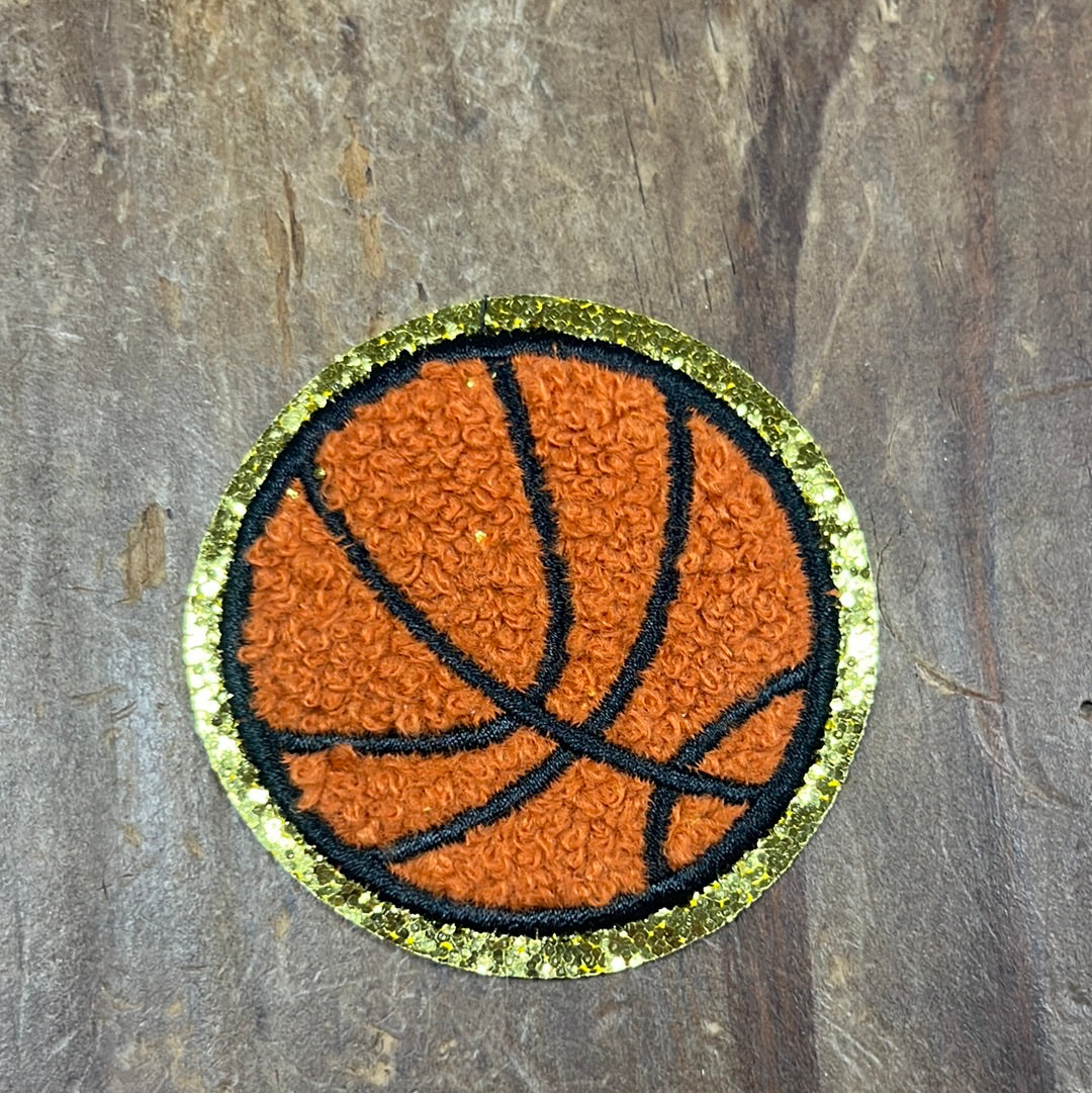 The Brown Basketball Chenille Glitter Patch