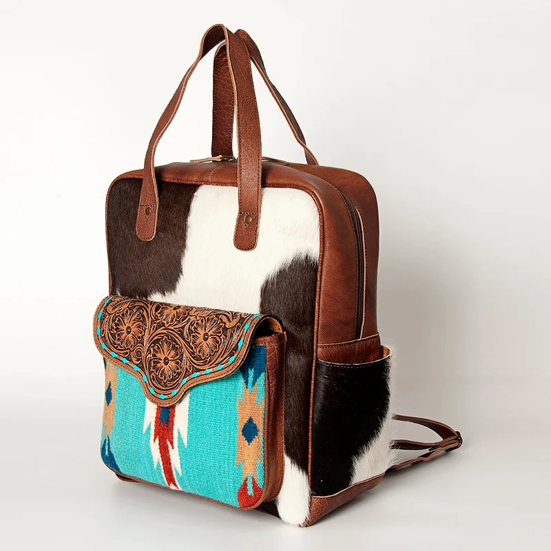 American Darling Handcrafted Hair-On Cowhide & Tooled Leather Western Backpack