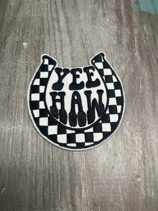 The Checkered Yeehaw Horseshoe Patch