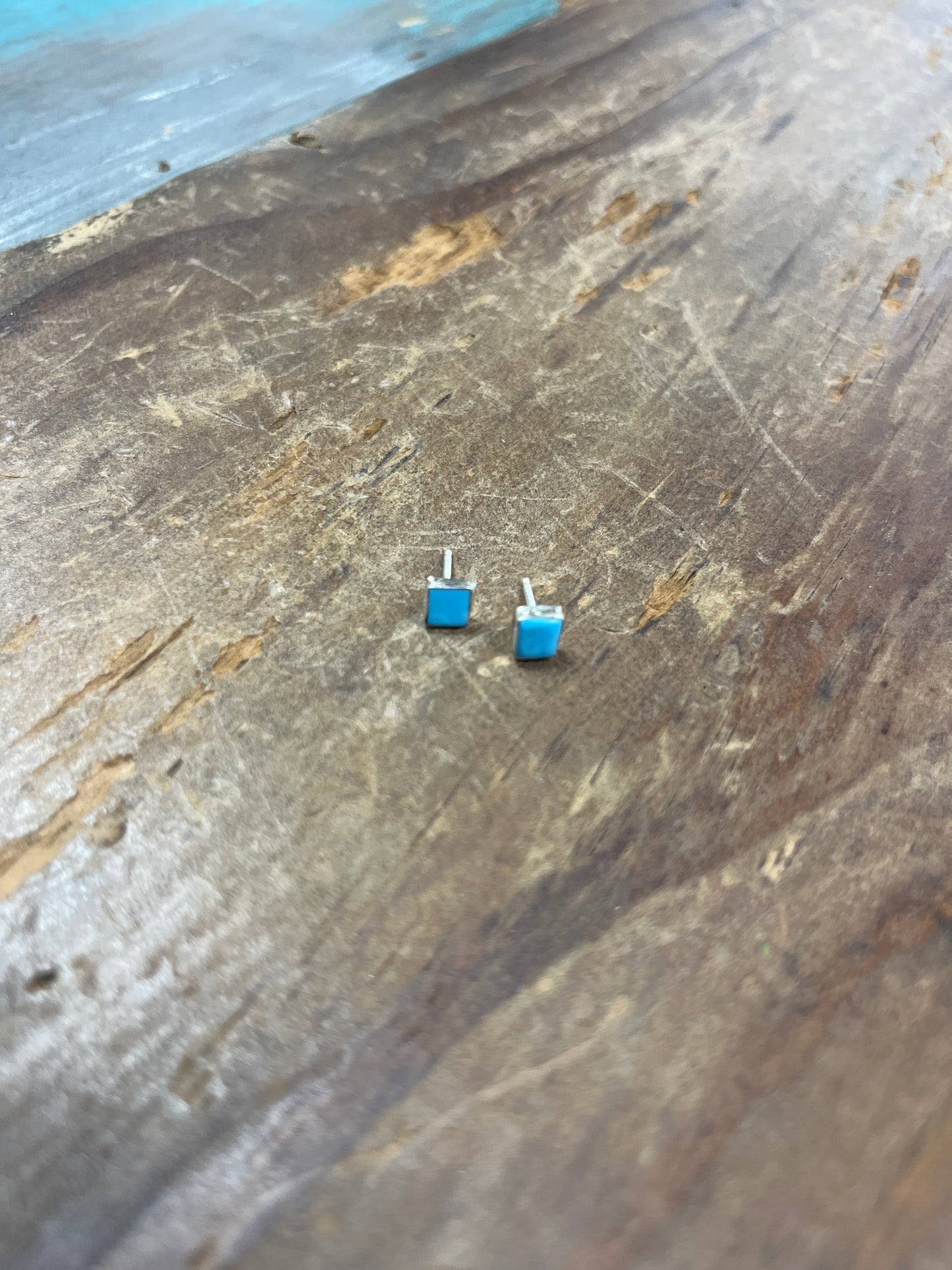 The Turquoise Zuni Square Stud Earrings