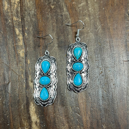 The Tripe Stack Turquoise Earrings