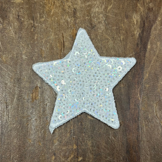 The White Sequin Star Hat Patch