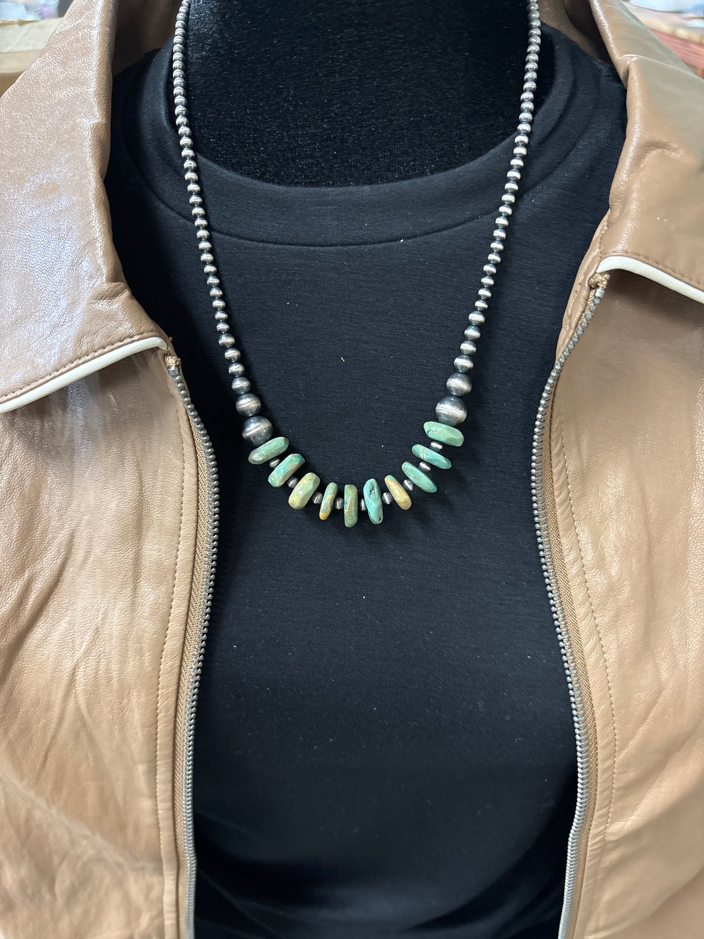 The El Dorado Green Turquoise Navajo Pearl Necklace