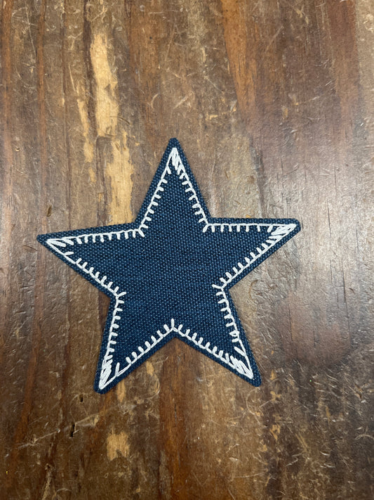 Rustic Buck Stitch Blue Star Hat Patch