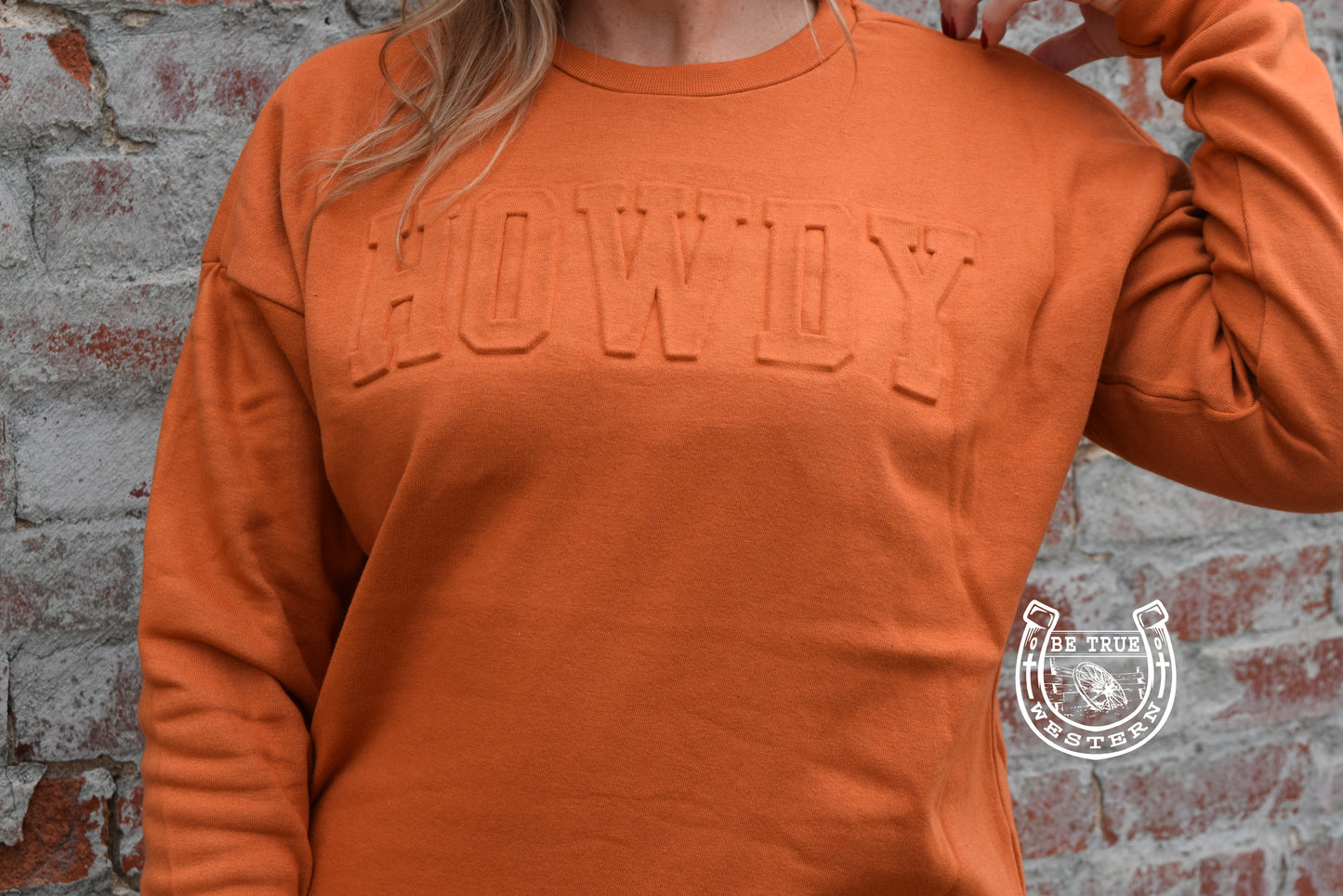 The Rust Howdy Embossed Sweater