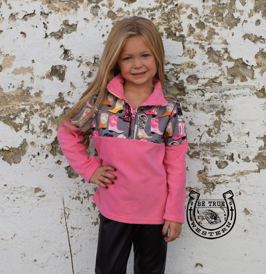The Tinley Pink and Grey Zip Up Sweater