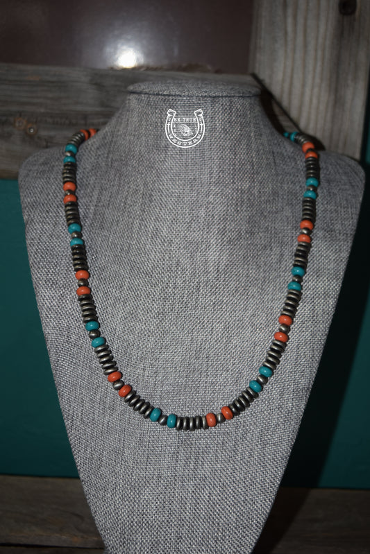 The Coral and Turquoise Navajo Pearl Necklace