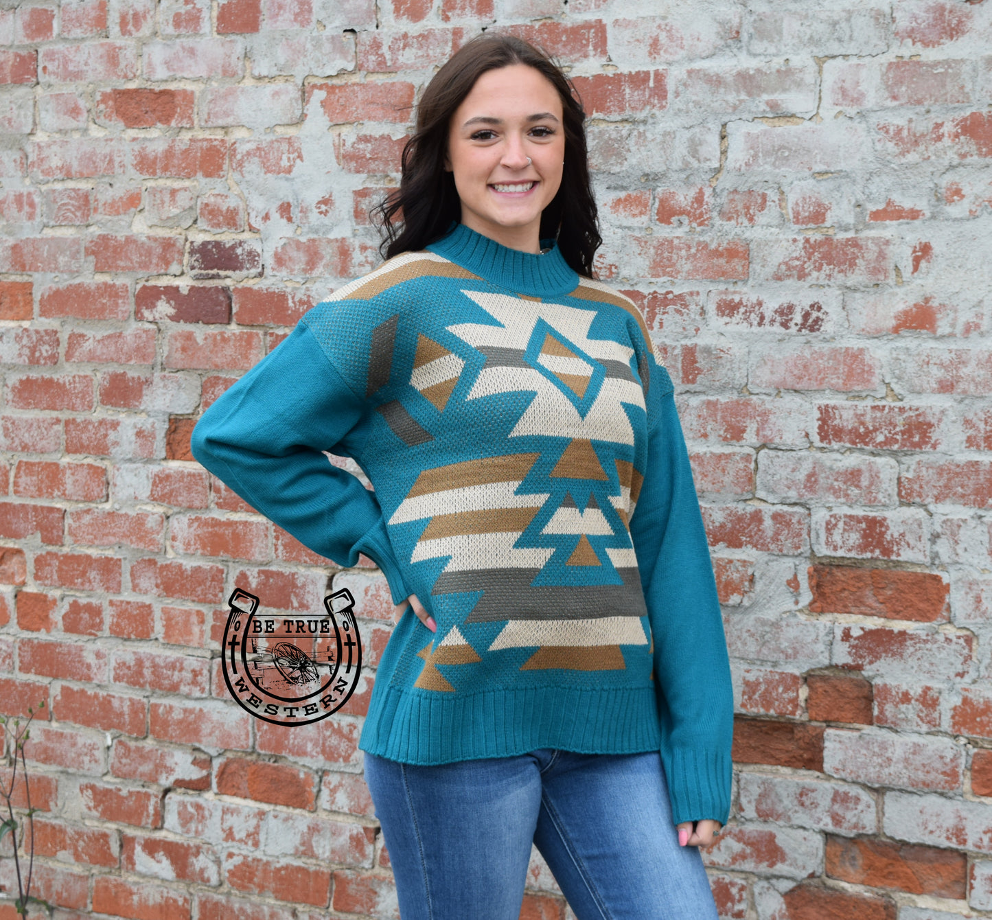 The Chic Aztec High Neck Sweater