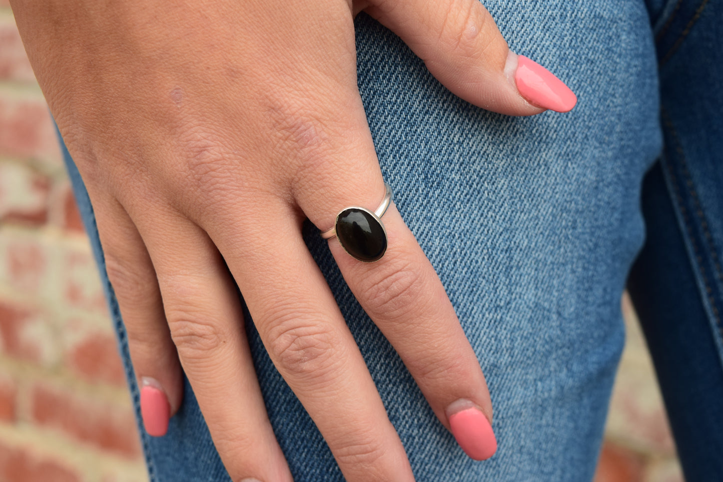 The Big Bonnie Black Stoned Ring
