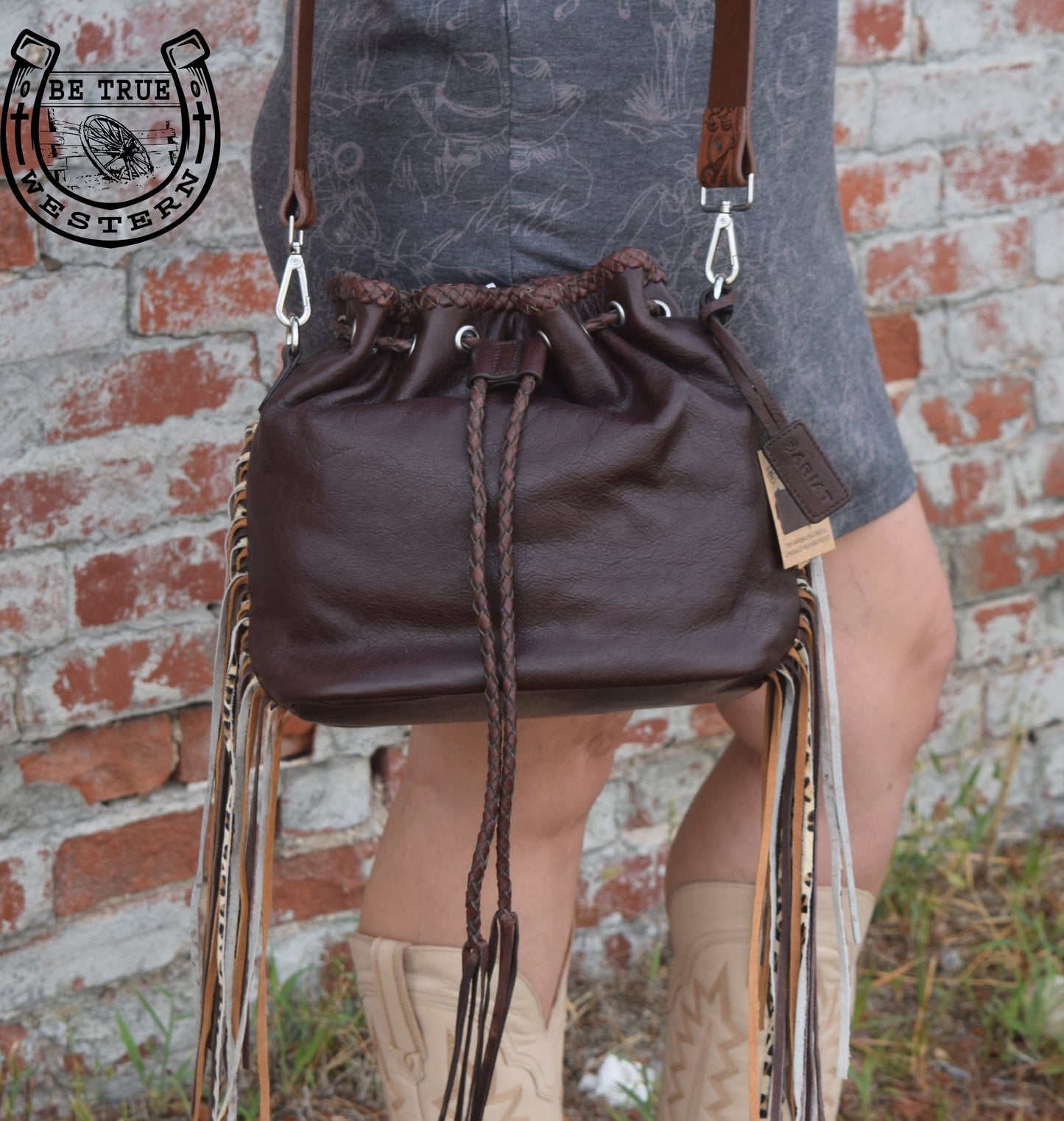 Ariat Thelma Style Conceal Carry Bucket Bag- Dark Brown