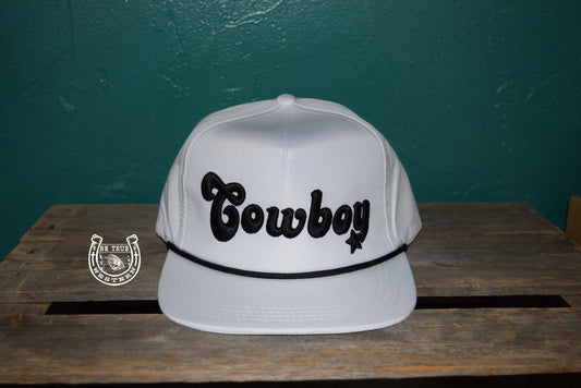 The White and Black "Cowboy" Embroidered Hat (Adult)