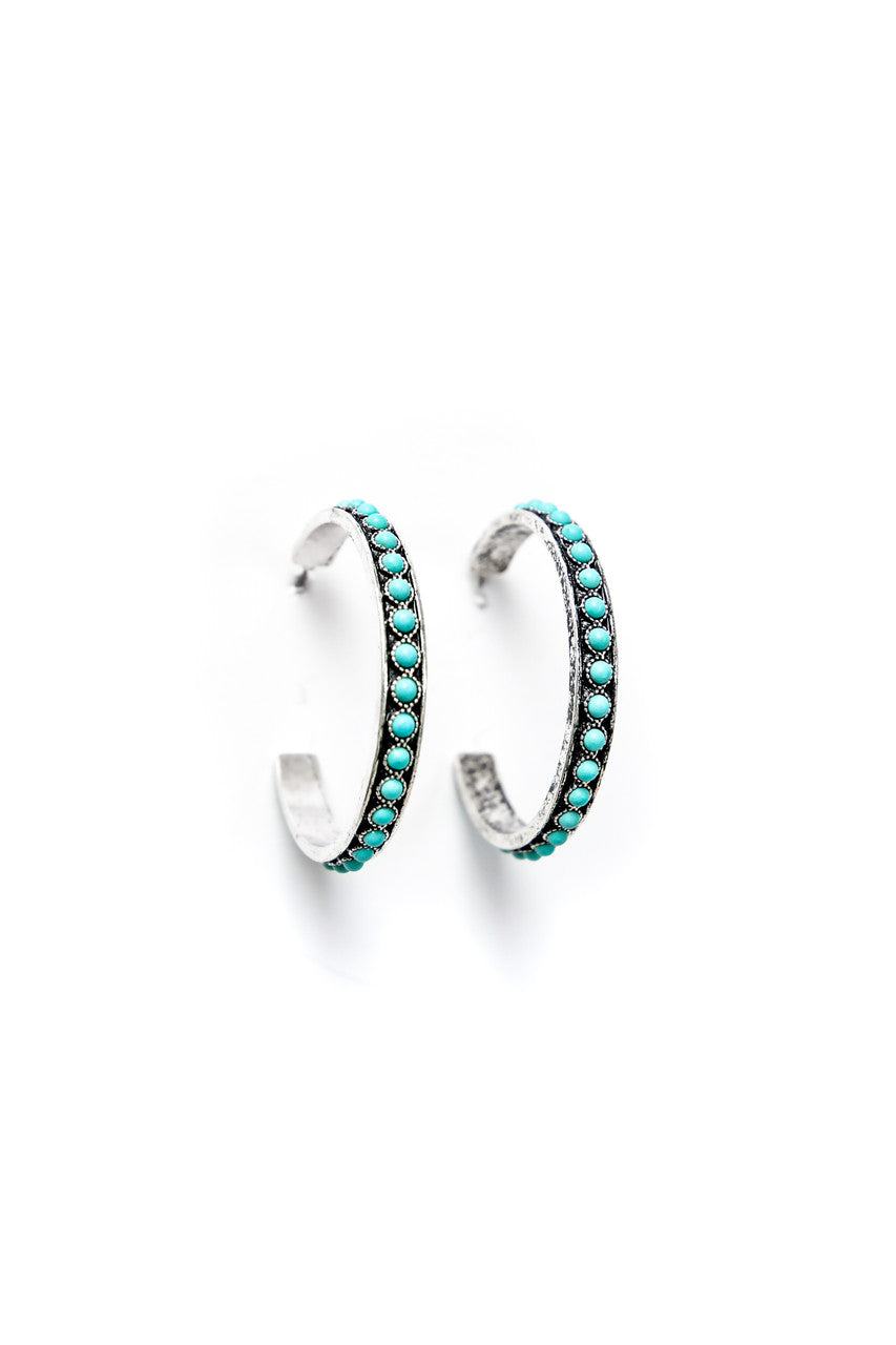 The Silver and Turquoise Hoop Earrings