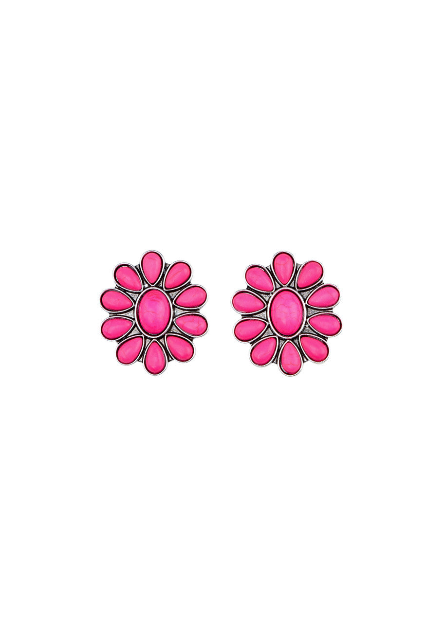 The Pink Flower Cluster Earrings