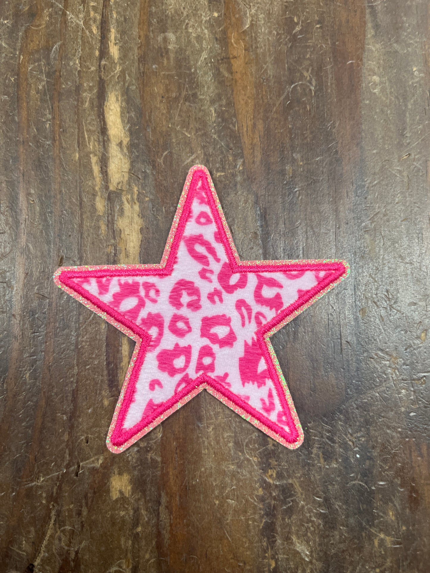 Pink Leopard Print Star Patch