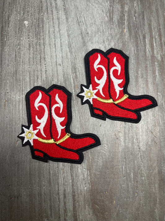 The Trucker Hat Patches Red Cowboy Boot Patch Iron On