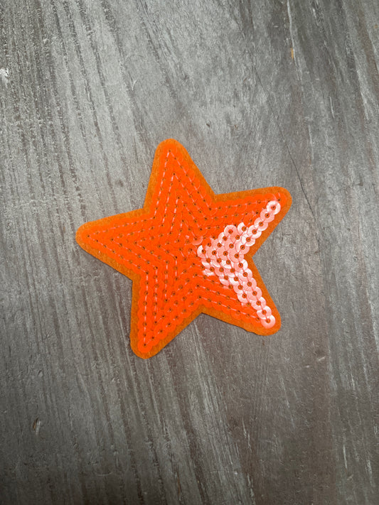 The Trucker Hat Patches Orange Sequin Star Patch Iron On