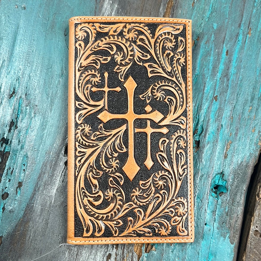 The Faithful Leather Cross Rodeo Wallet and Checkbook Cover