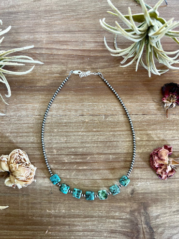 The Phiroza African Square Turquoise Necklace