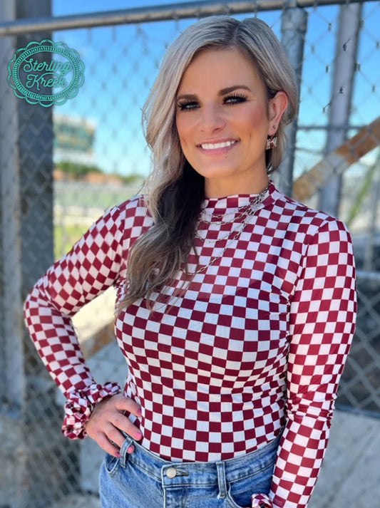 The Pep Rally Maroon Mesh Top