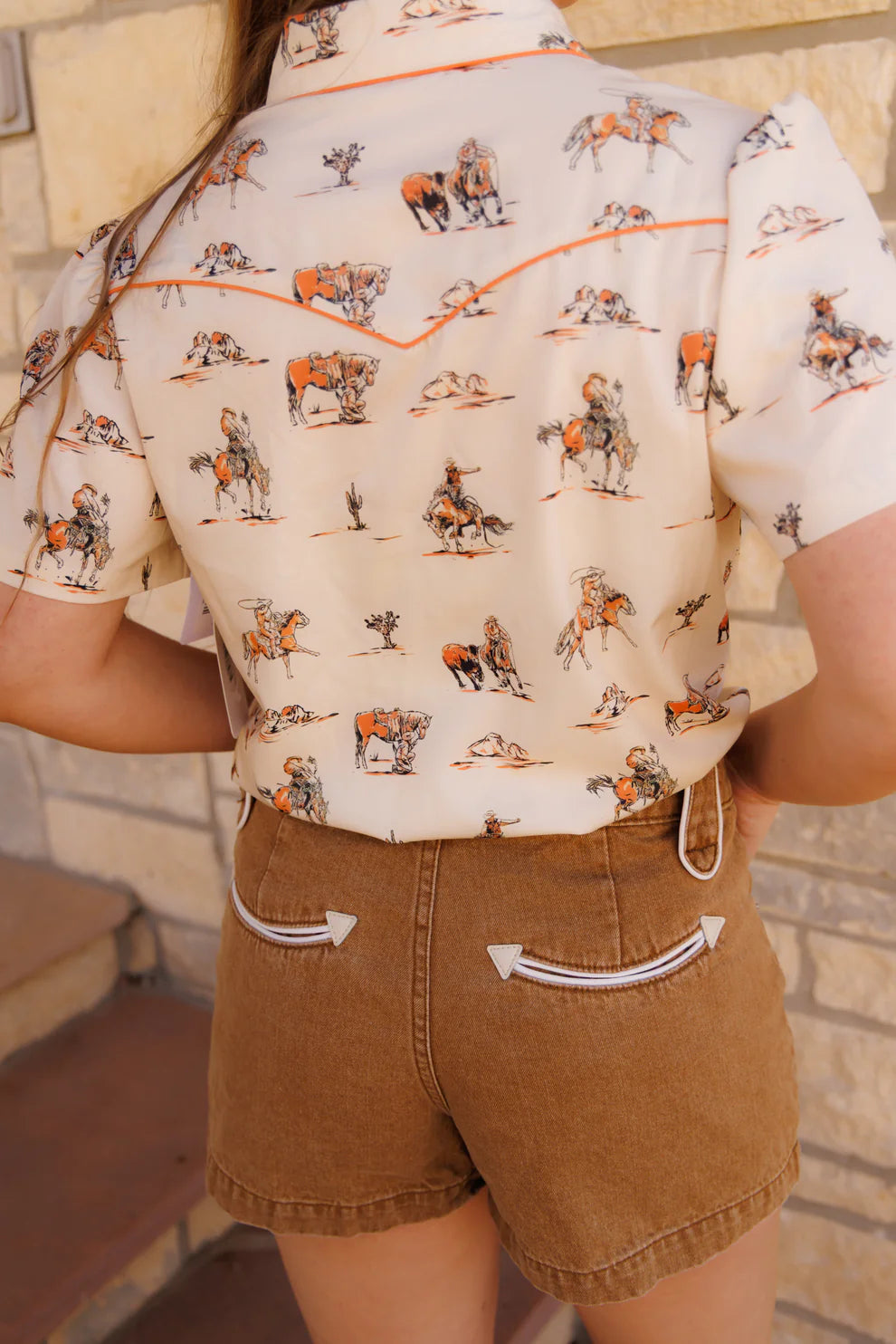 The Tan Arrow Denim Shorts