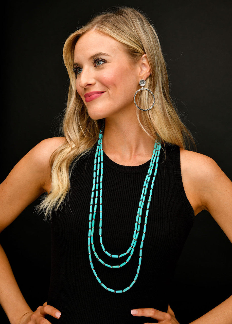 The Three Strand Turquoise Tube Necklace