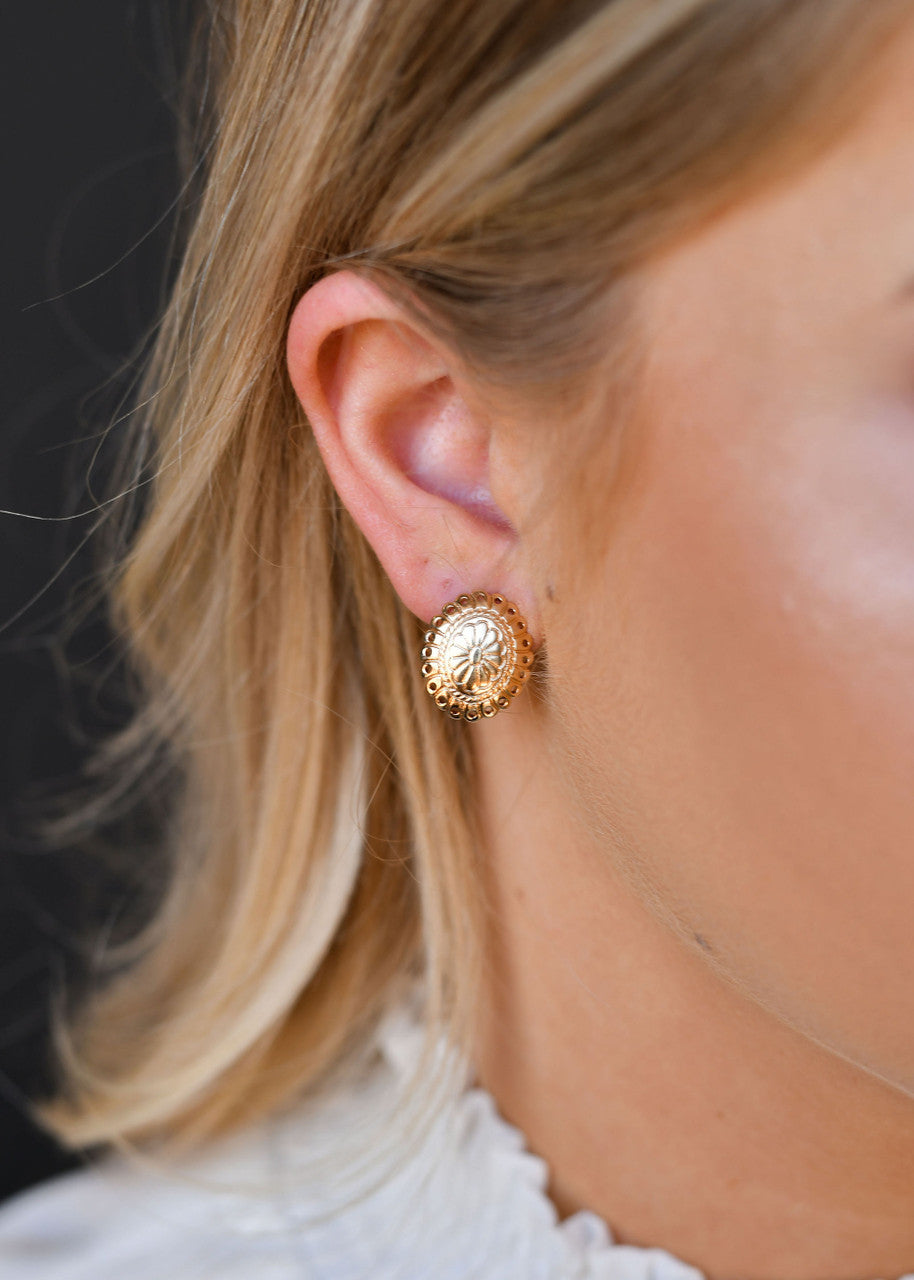 The Gold Flower Concho Post Earrings
