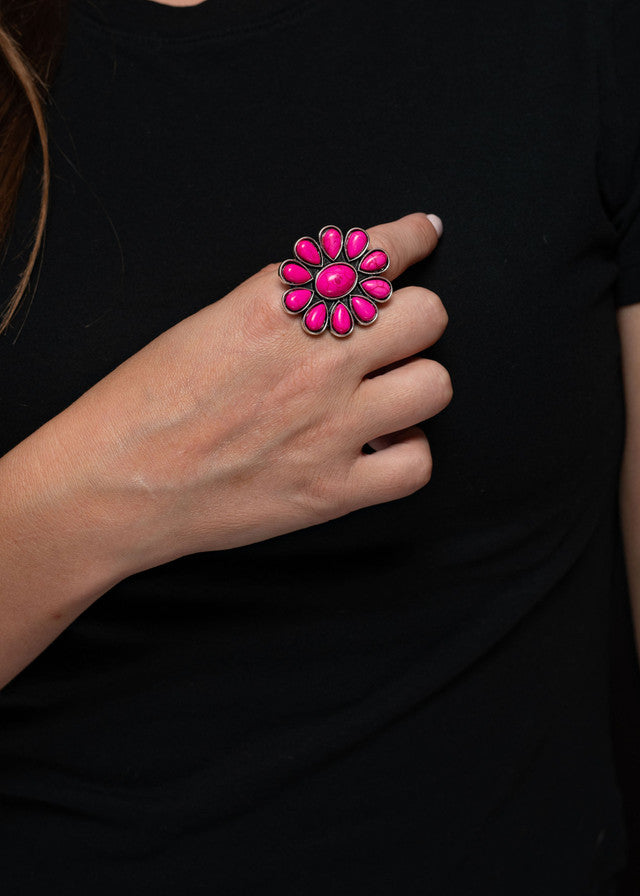 The Pink Flower Cluster Ring