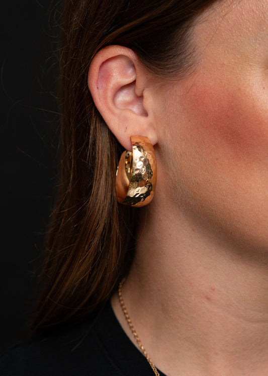 The Gold Hammered Hoop Earrings