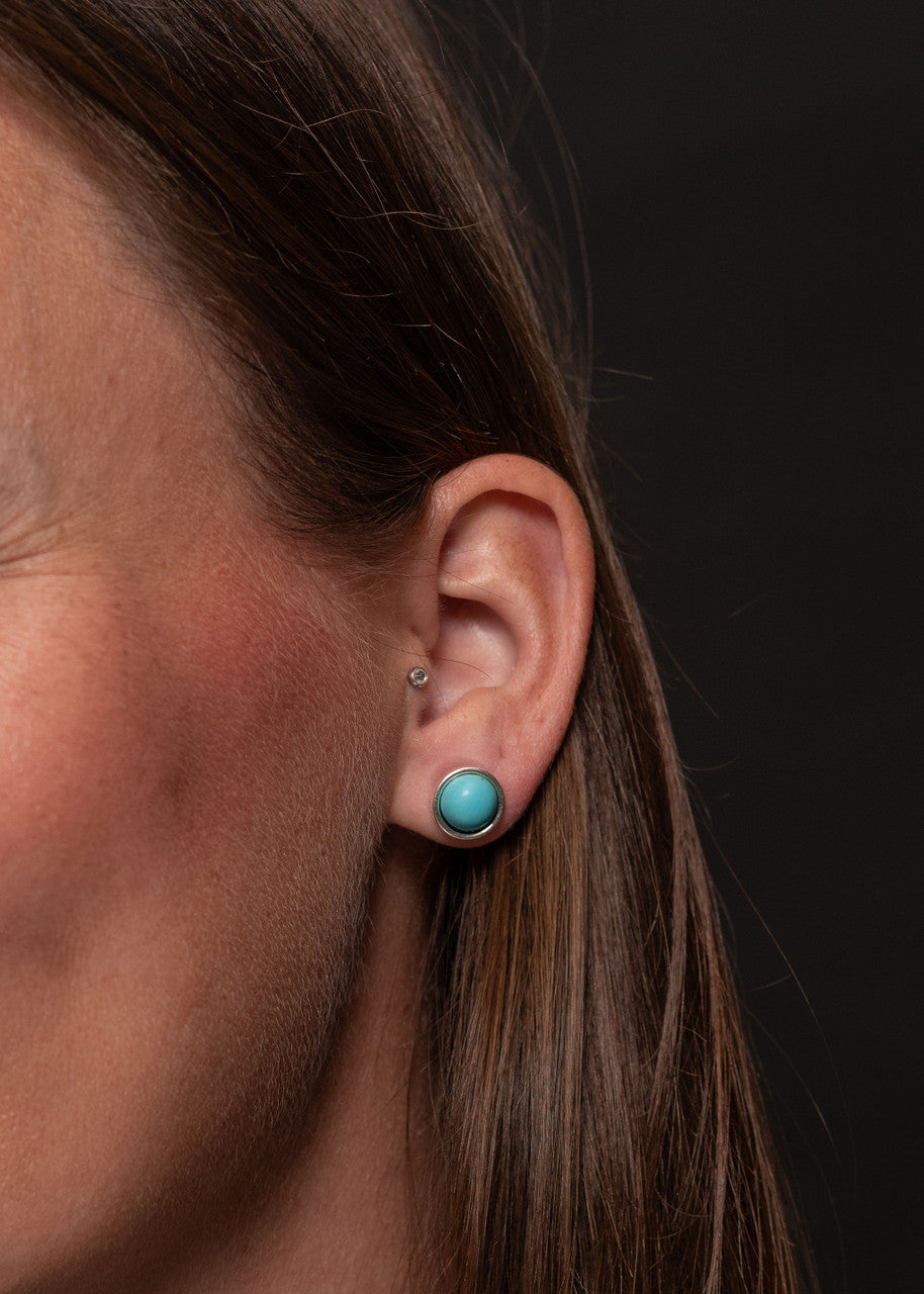 The Simple Round Turquoise Stud Earrings