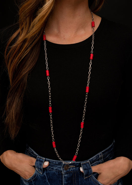 The Multi-Way Chain Link Necklace with Red Accents