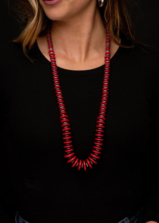 The Red Graduated Disc Necklace