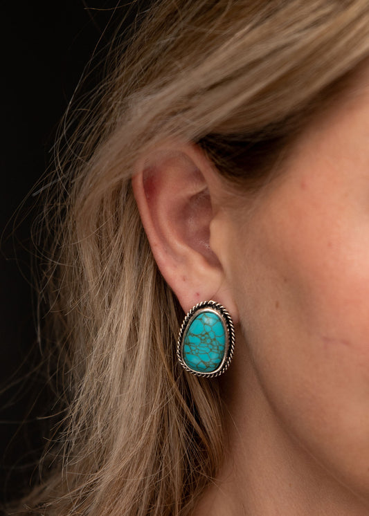 The Silver Rope Turquoise Post Earrings