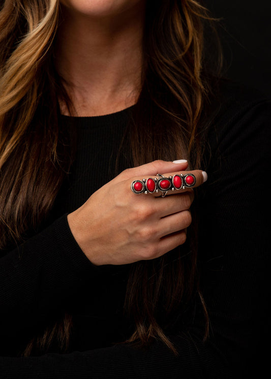 Stone Adjustable Red Statement Ring