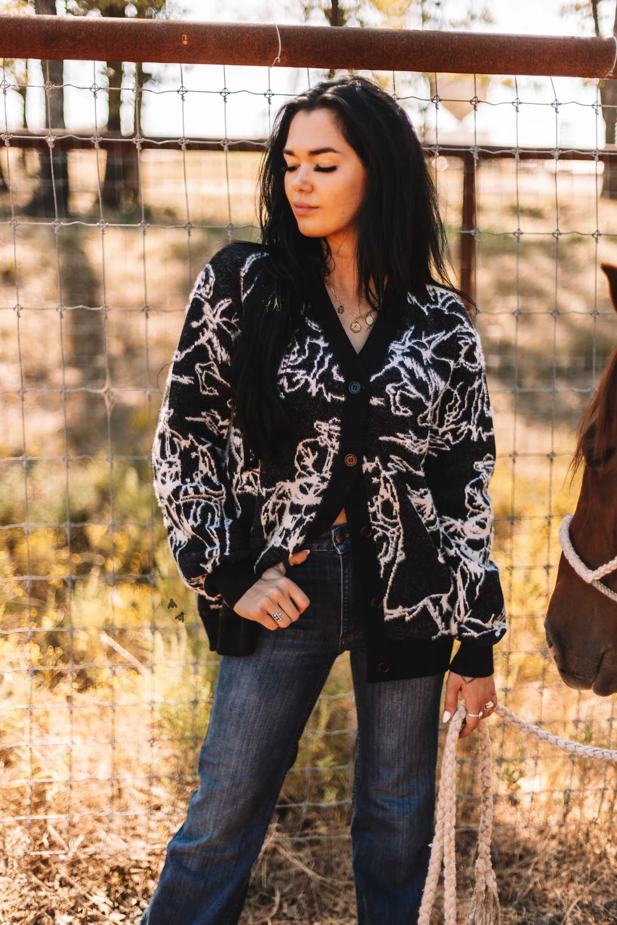 Retro Rodeo Cardigan The Rodeo Fuzz Cardigan – Be True Western & Boutique