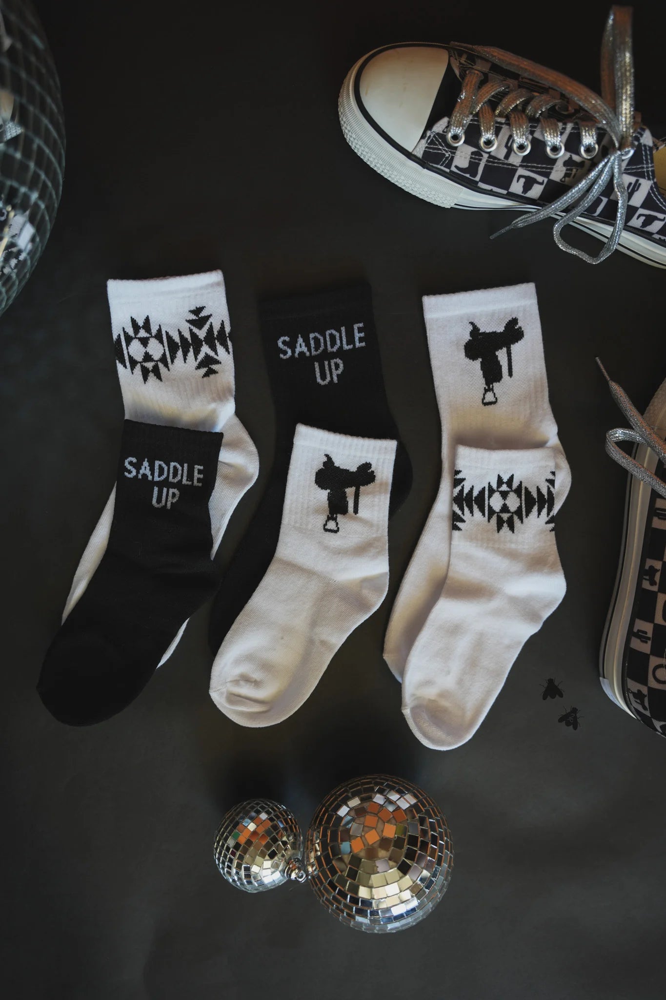 The Monochrome Sock Em Silly Saddle Set