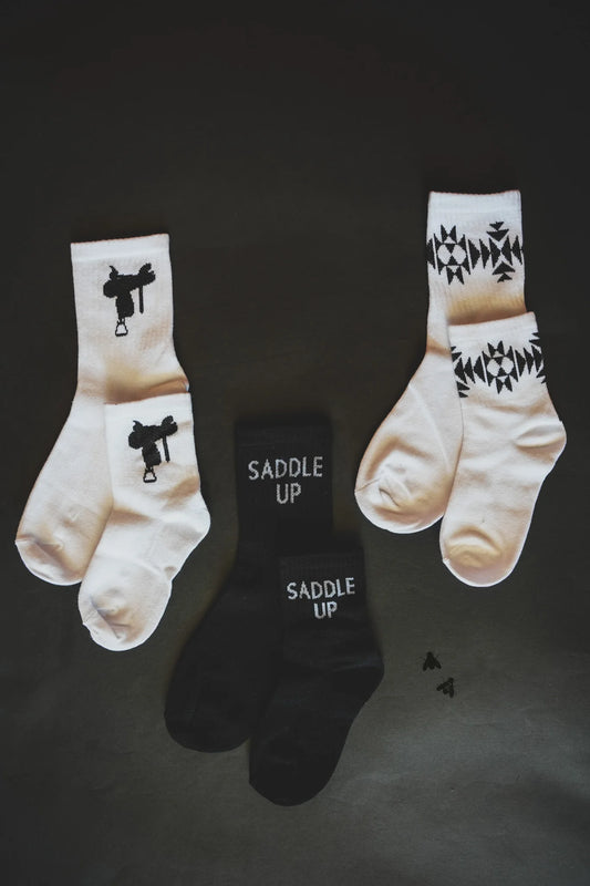 The Monochrome Sock Em Silly Saddle Set