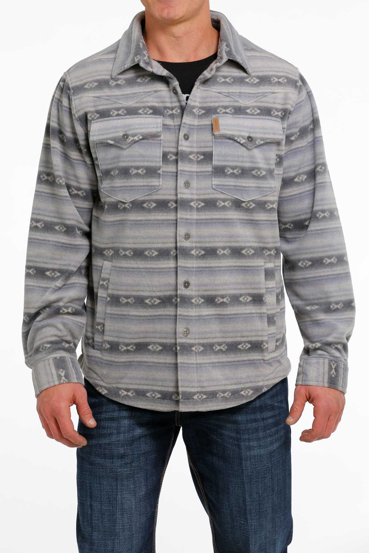 The Mens Cinch Blanket Stripe Polar Fleece Shacket