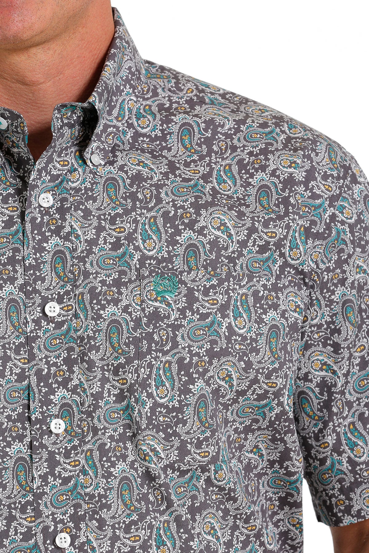 Men's Cinch Paisley Grey/Turquoise Button Down Shirt