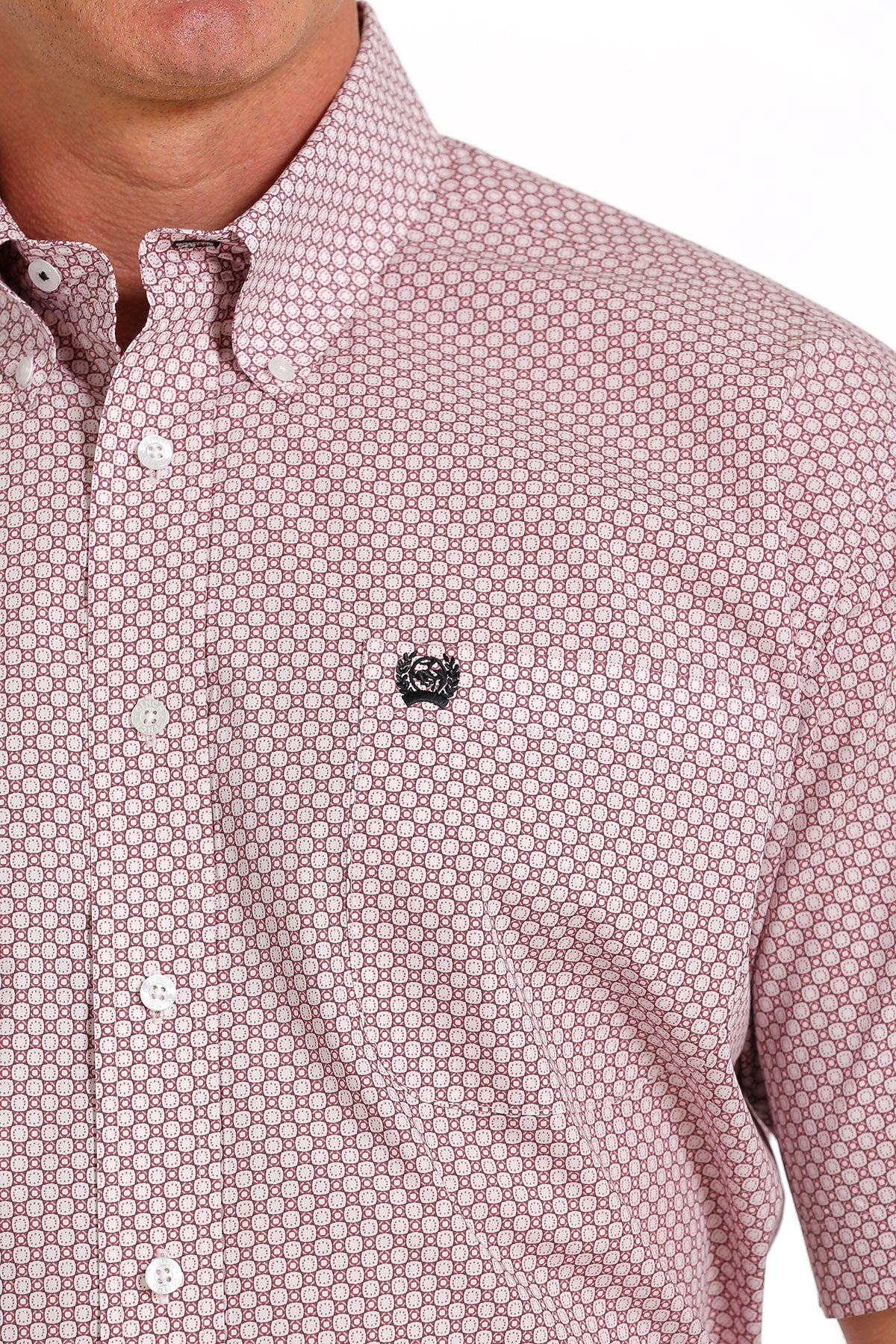 Cinch Men's Geometric Pink Print Button Down