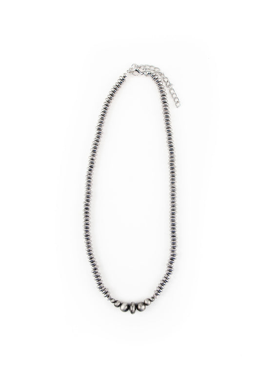 The Silver Disc Beaded Necklace