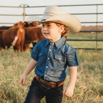 The Kids Denim Pearl Snap Short Sleeve