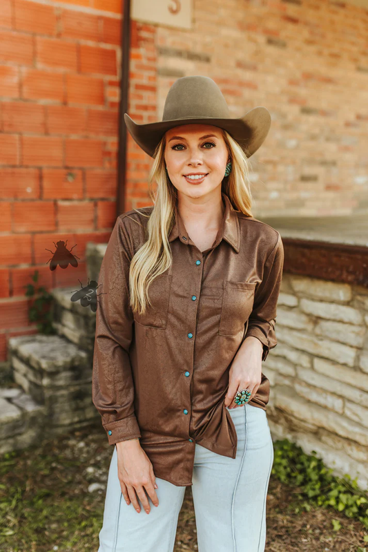 The Chocolate Lux Leather Button Up Shirt
