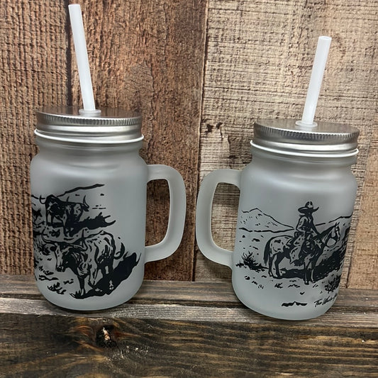 The Ranchin' Out West Frosted Mason Jar Tumbler