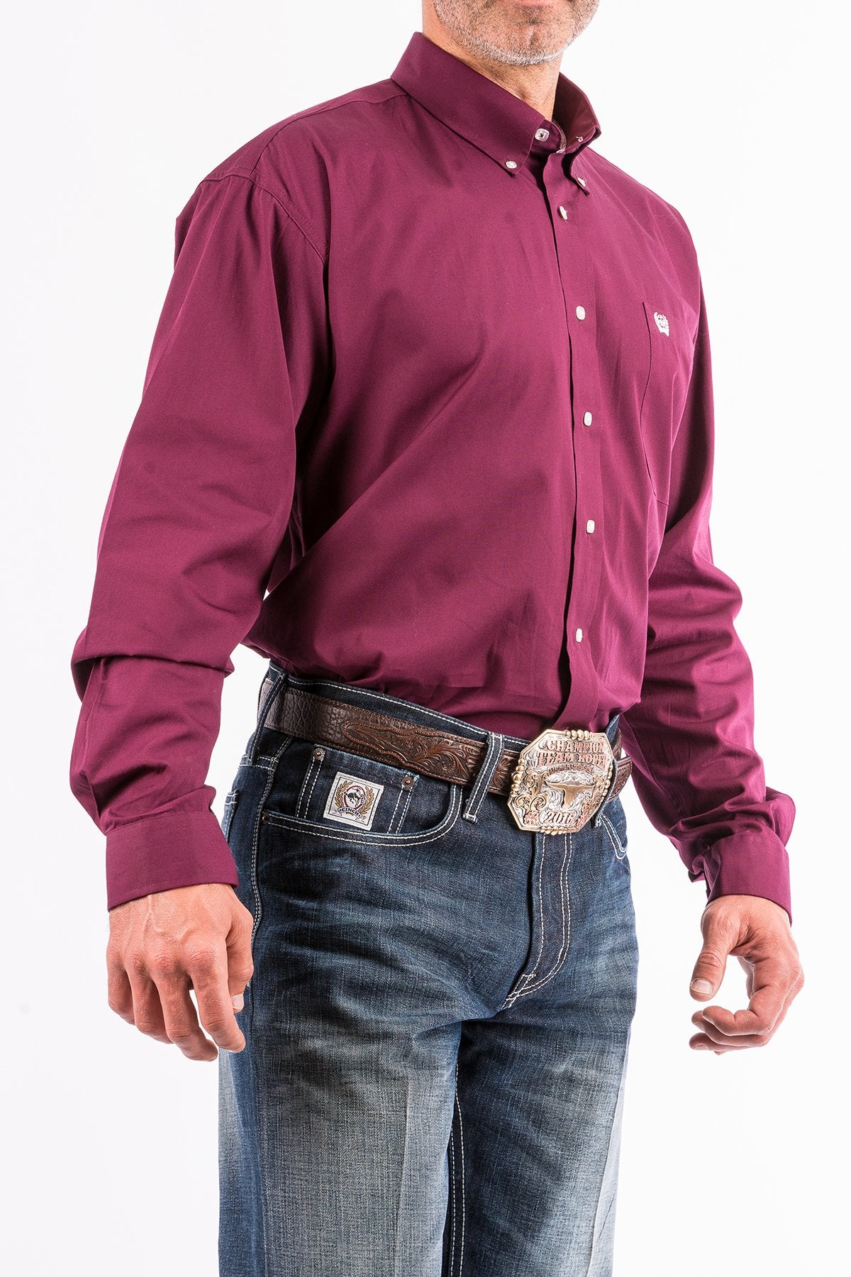 Men's Cinch Burgundy Longsleeve Button Down